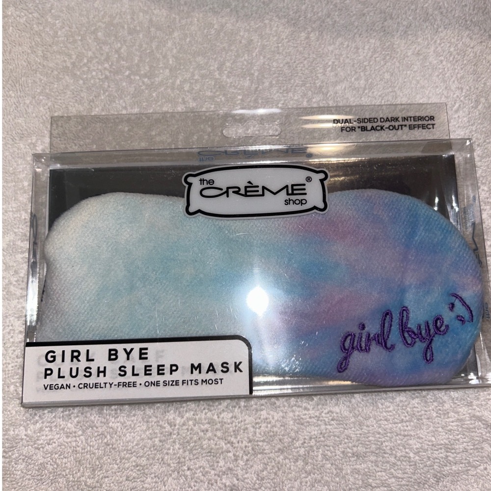 The Creme Shop Girl Bye Plush Sleep Mask Dual-Sided Dark Interior NWT